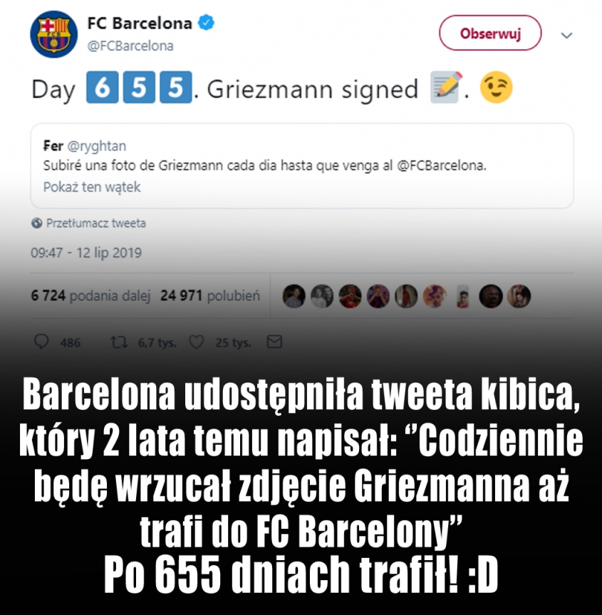 Barcelona udostępniła tweeta kibica! :D